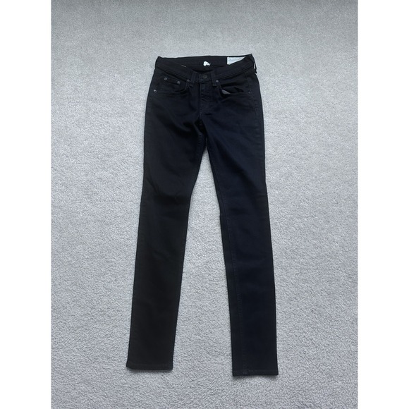 Rag & Bone Womens Low Rise Skinny Jeans 25 Denim Black Coal Dark Wash - Picture 1 of 10